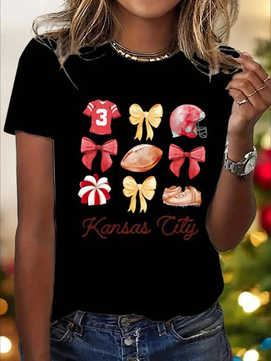 Amelian KC Football Graphic Crew Neck Tee