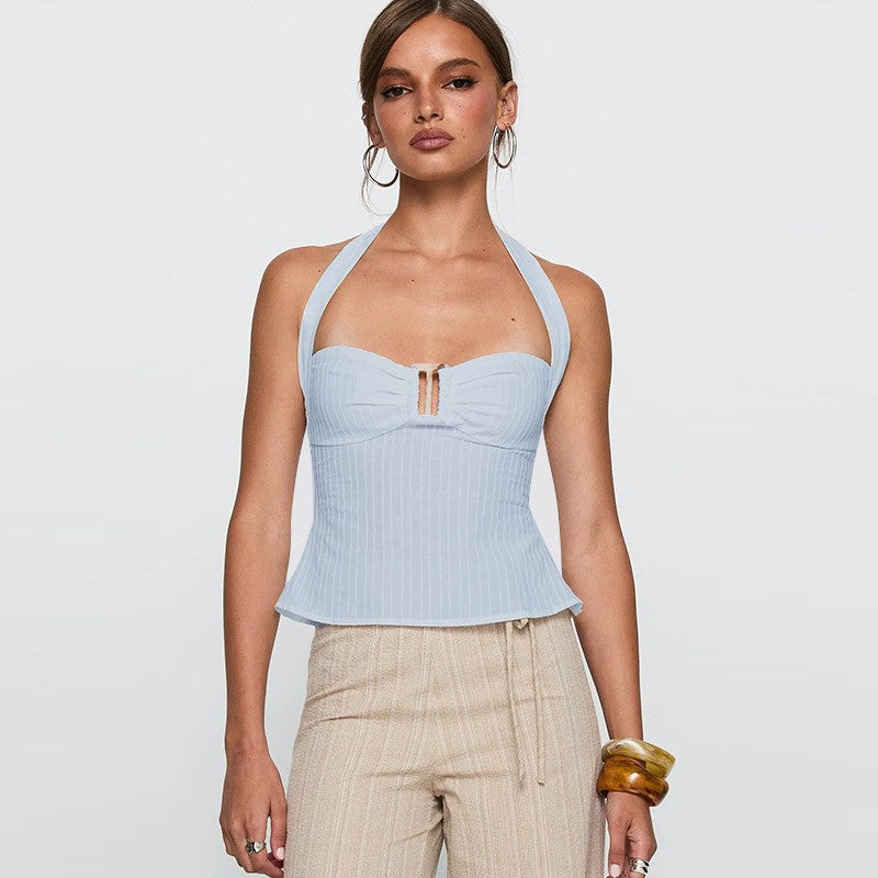 Aurina Street Style Slim Halter Camisole in Solid Colors