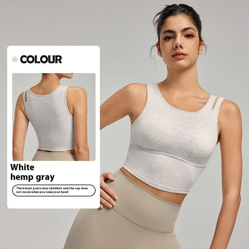 Azaria Hollow Strap Padded Yoga Crop Vest