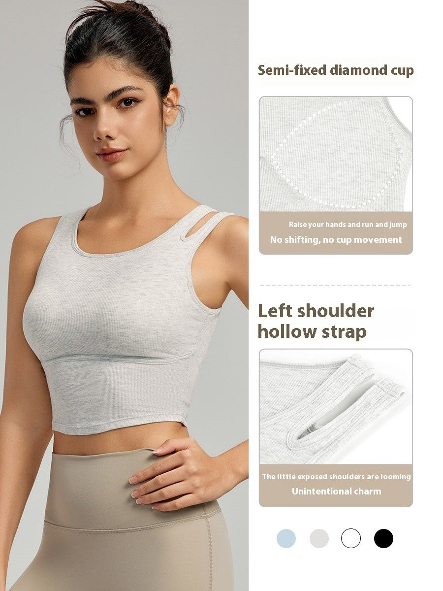 Azaria Hollow Strap Padded Yoga Crop Vest
