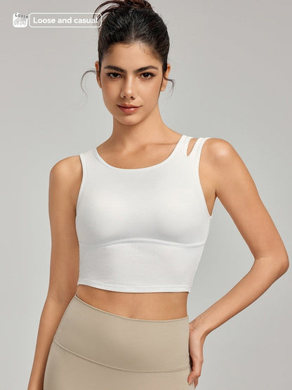Azaria Hollow Strap Padded Yoga Crop Vest