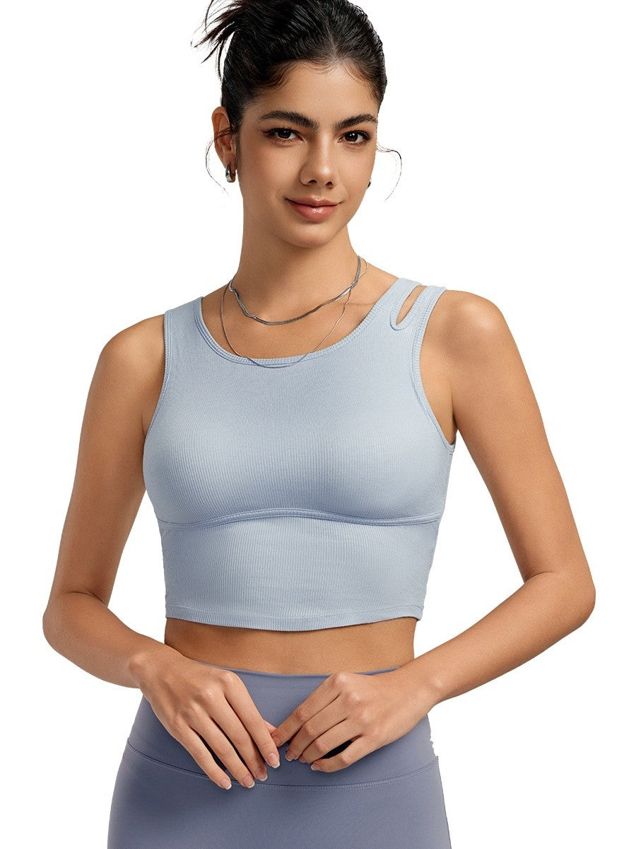Azaria Hollow Strap Padded Yoga Crop Vest