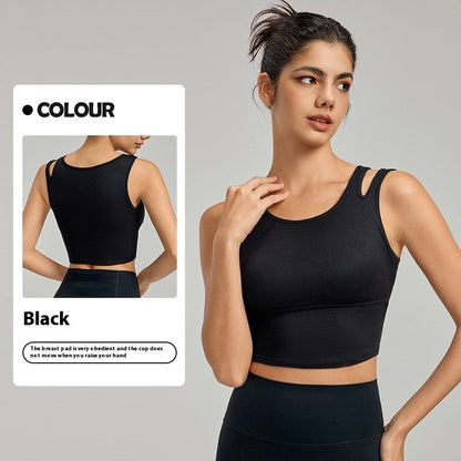 Azaria Hollow Strap Padded Yoga Crop Vest