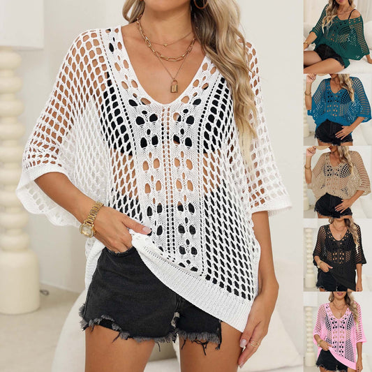 Florelle Loose Fit Cutout Batwing Blouse Cover-up