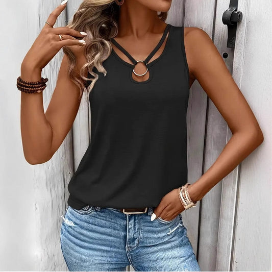 Kryssa Cross-Strap Slim Fit Solid Sling Vest