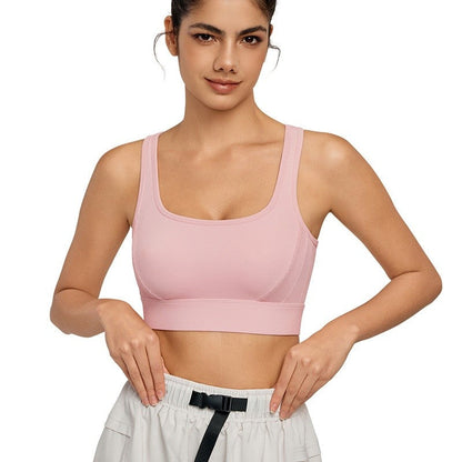Myressa Shockproof Cross-Back Sports Bra with Fixed Straps