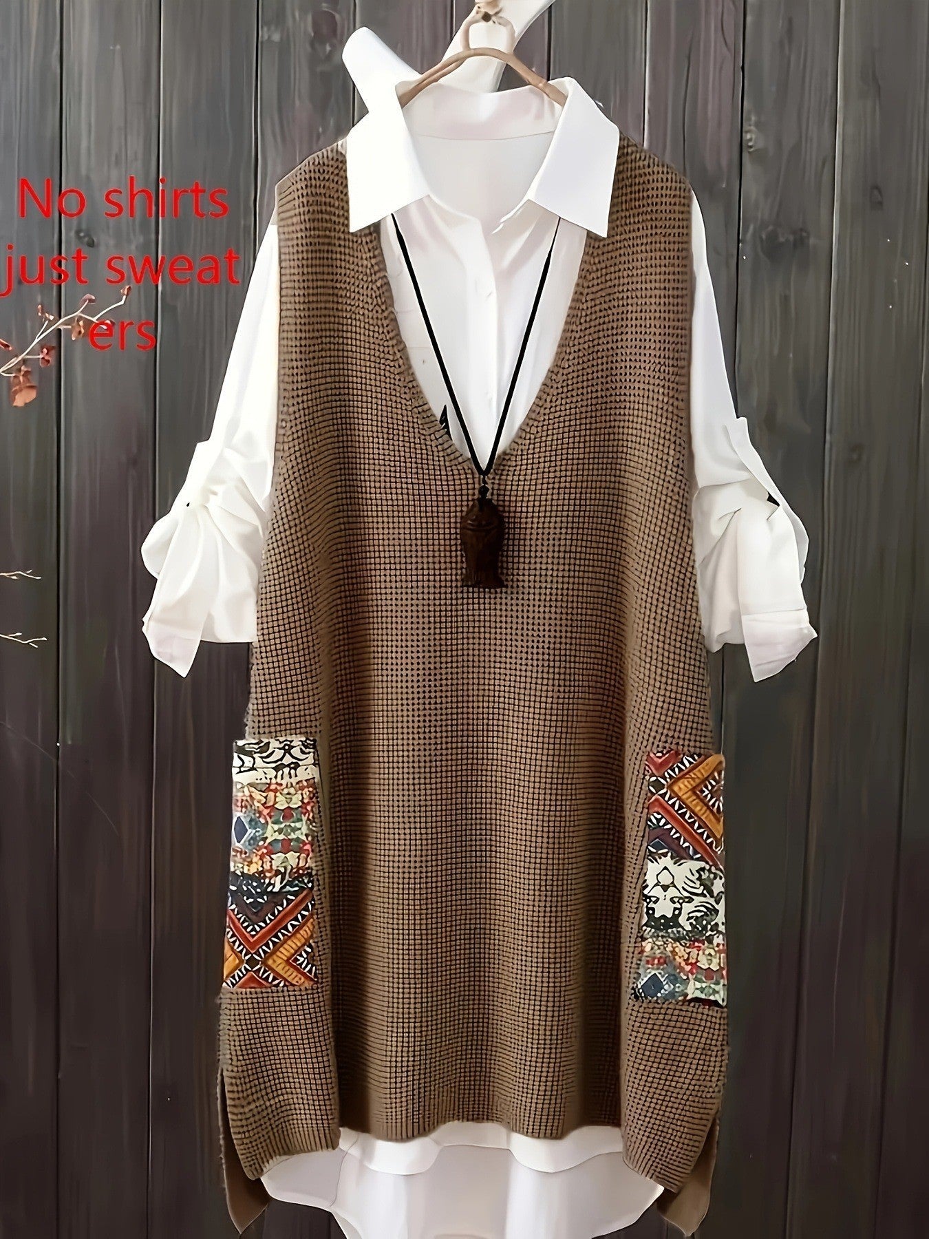Naliraeh Loose Fit V-Neck Knitted Vest for Women