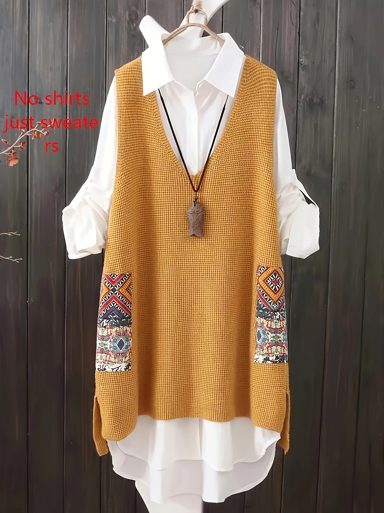 Naliraeh Loose Fit V-Neck Knitted Vest for Women