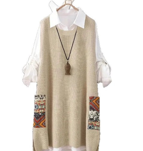 Naliraeh Loose Fit V-Neck Knitted Vest for Women