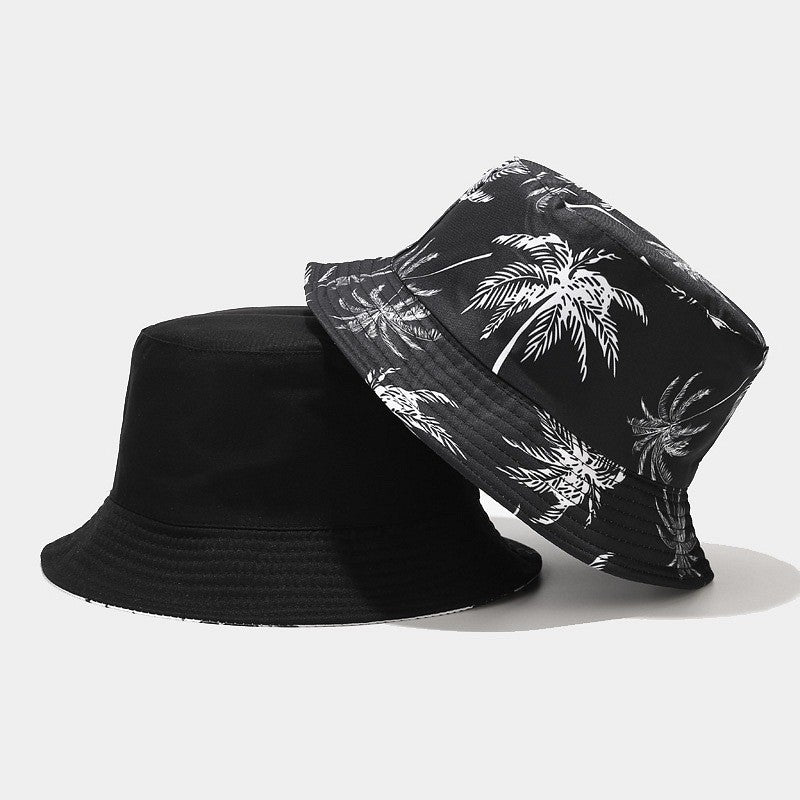 Quivannae Coconut Tree Print Flat Top Bucket Hat