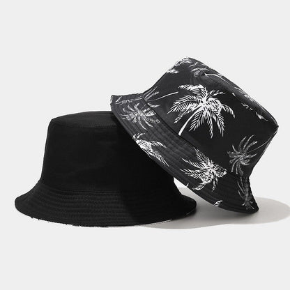 Quivannae Coconut Tree Print Flat Top Bucket Hat