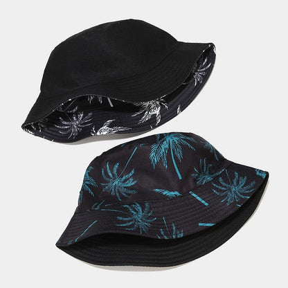 Quivannae Coconut Tree Print Flat Top Bucket Hat