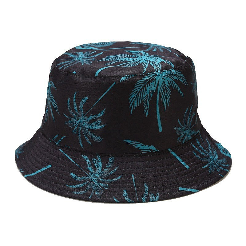 Quivannae Coconut Tree Print Flat Top Bucket Hat