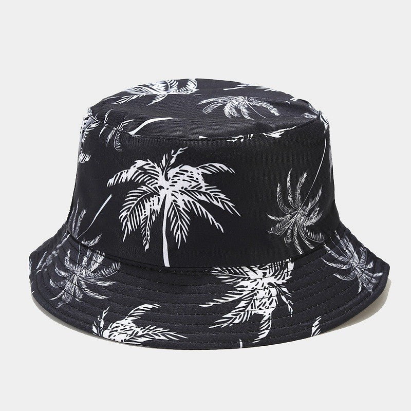 Quivannae Coconut Tree Print Flat Top Bucket Hat