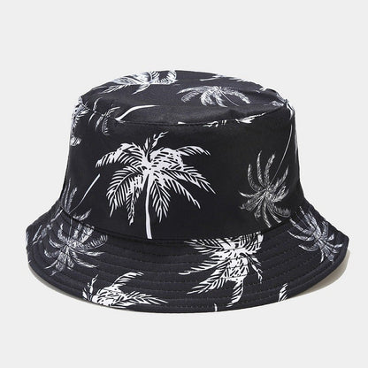 Quivannae Coconut Tree Print Flat Top Bucket Hat