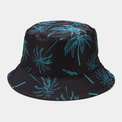 Quivannae Coconut Tree Print Flat Top Bucket Hat