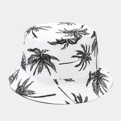 Quivannae Coconut Tree Print Flat Top Bucket Hat