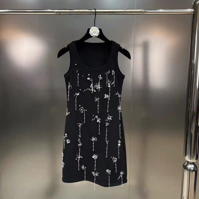 Seraphira Beaded Sleeveless Cotton Vest with Sequin Detail