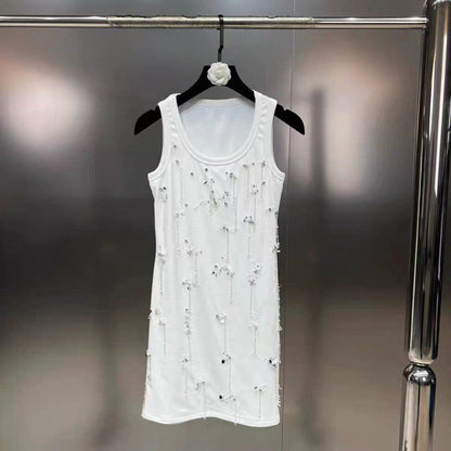 Seraphira Beaded Sleeveless Cotton Vest with Sequin Detail